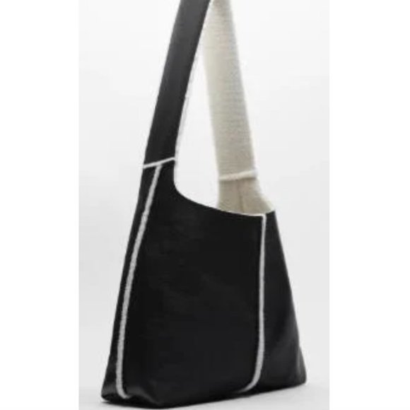 ZARA BLACK FAUX LEATHER TOTE BAG - Picture 1 of 4